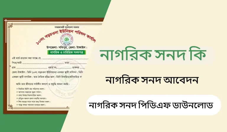 নাগরিক সনদ কি! নাগরিক সনদের আবেদন পিডিএফ ডাউনলোড।